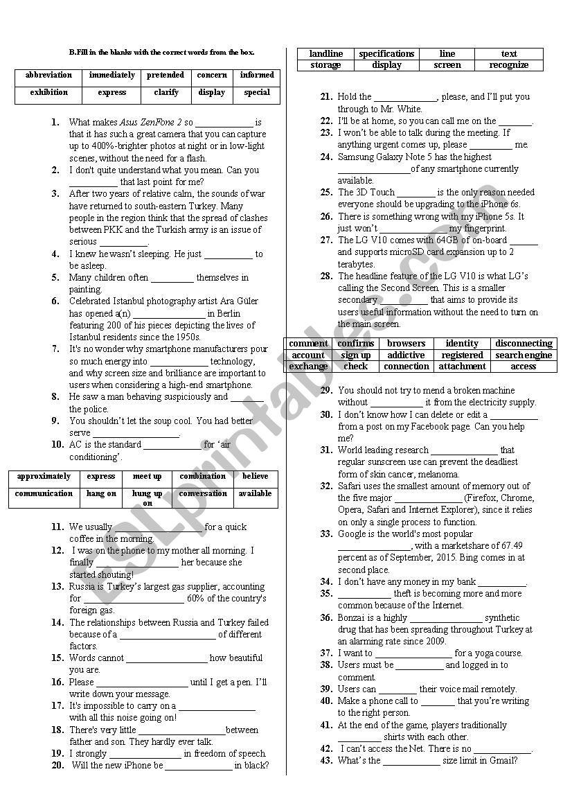 Vocabulary Quiz for TEOG (Units 4 and 5) [part 2]